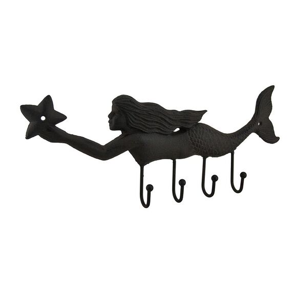 Swimming Starfish Mermaid Cast Iron Wall Hook - Picture 1 of 5